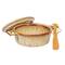 Hello Honey® 9.1" Reactive Glaze Design Stoneware Brie Baker with Bamboo Canapé Spreader Knife